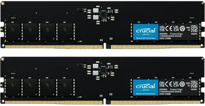 Оперативная память Crucial by Micron  DDR5-5600   64GB Kit (2x32GB)  UDIMM CL46 Black 1.1V, 1 Year Warrаnty