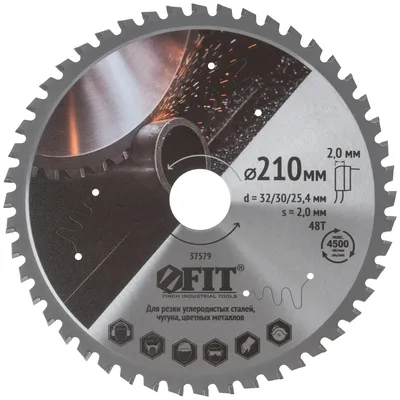 Диск пильный FIT 37579, по металлу, 210×32/30/25,4мм, 48T