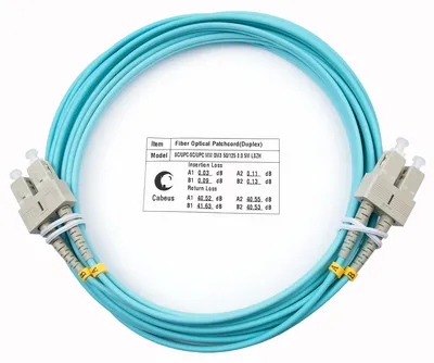 Оптический патч-корд duplex SC-SC 50/125 MM Cabeus FOP-50-SC-SC-7m 7 метров бирюзовый LSZH