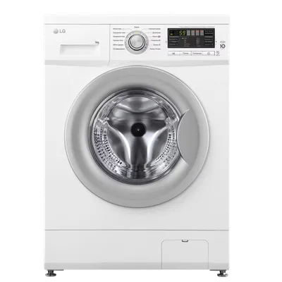 Стиральная машина LG, отдельностоящая, ВхШхГ 850х600х440 мм, загрузка 5 кг, 1000 об/мин, LED дисплей, инверторный мотор с прямым приводом, отсрочка старта, энергоэффективность А, цвет белый