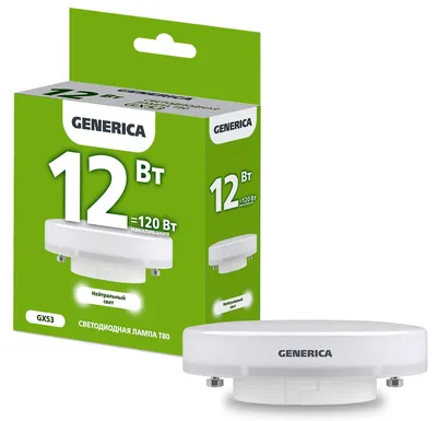 Лампа IEK LL-T80-12-230-40-GX53-G, светодиодная, 12Вт, 4000К, GX53