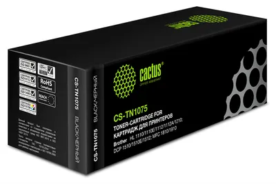 Картридж Cactus CS-TN1075-NC1, для Brother, чёрный, 1000 стр.
