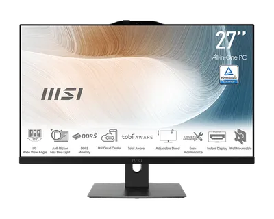 Моноблок MSI Modern AM272P 1M AiO 27" FHD(1920x1080)IPS AG Non-touch, Core i5-120U (1.4GHz), 16GB DDR5(1x16GB),512GB SSD M.2,WiFi,BT,camera,WirelessKB&mouse Eng/Rus,NoOS,1y war-ty,Black