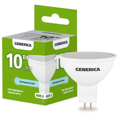 Лампа светодиодная IEK LL-MR16-10-230-65-GU5-G, 10Вт, 6500К, GU5.3