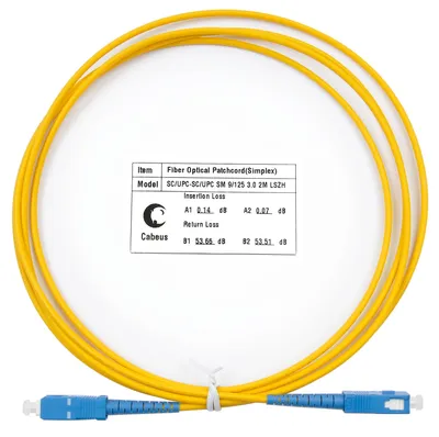 Патч-корд оптический Cabeus FOP(s)-9-SC-SC-2m, Simplex SC/SC, OS2, 2м, жёлтый