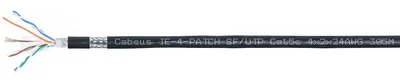 Cabeus IE-4-PATCH SF/UTP Cat5e 4X2X24AWG Кабель Industrial Ethernet, экранированная витая пара SFTP (SF/UTP), категории 5e, 4 пары, многожильный (stranded), экран – фольга + проволочная оплетка (сетка), внутренний/внешний (-40°C - +75°C), двойная оболочка PVC UV (305м)
