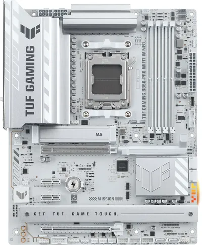 Материнская плата ASUS TUF GAMING B850-PRO WIFI7 W NEO, AM5, AMD B850, 4xDDR5, 4xSATA 6Gb/s, 3xM.2 PCI-E, 1xPCI-E 5.0 x16, 1xPCI-E 4.0 x16, 2xPCI-E 4.0 x1, 1xDisplayPort, 1xHDMI, 1x2.5Gb Ethernet, 2xUSB 10Gbps Type-A, 2xUSB 10Gbps Type-C, 4xUSB 5Gbps Type-A, 2xUSB 2.0 Type-A, 3x3.5 мм, 7.1, ATX