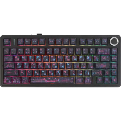 Игровая клавиатура/ Беспроводная механическая клавиатура AULA F75 Чёрный Neonight Бесшумные Cotton Candy свитчи РУС (Bluetooth, 2.4 Гц)