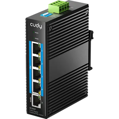 Коммутатор 5-портовый Cudy IG1005P, 5-Port Gigabit Industrial PoE Switch, 5-Port Aluminum Industrial, 1000Mbps 5-Port RJ45, 802.3at/af, Din-rail design, Power supply: DC12~52V work temperature:-40 °C-80°C, Power Adapter Not Included, PoE