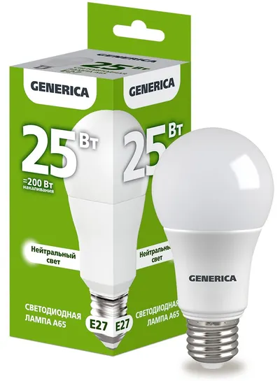 Лампа LED IEK LL-A65-25-230-40-E27-G, 25Вт, 4000К, E27