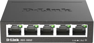 Коммутатор D-Link DGS-1005D/R1A, неуправляемый, 5×1GbE