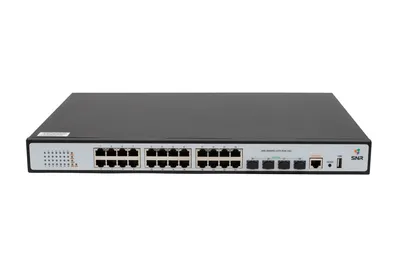 SNR SNR-S2989G-24TX-POE-2AC Управляемый PoE коммутатор уровня 2+, 24 порта 10/100/1000Base-T, 4 порта 1/10G SFP+, бюджет PoE 370 Вт, VFS HA, два встроенных БП ~220V AC