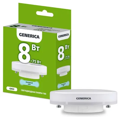 Лампа светодиодная IEK LL-T80-08-230-65-GX53-G, 8Вт, 6500К, GX53