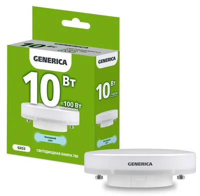 Лампа светодиодная IEK GENERICA LL-T80-10-230-65-GX53-G, T80, 10Вт, 6500К, GX53
