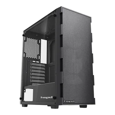 Корпус без блока питания/ Case HSPD M550, Mesh Mid Tower, Black, TG, 0.45 SPCC, no fans ATX, mATX, mITX 160/340/200mm 2x2.5", 2x3.5", 7xPCI 1xUSB-A 3.0, 2xUSB-A 2.0 395x195x450mm