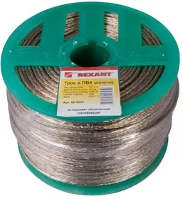 Трос стальной REXANT 09-5330, Ø3 мм, в ПВХ оплётке, 200 м