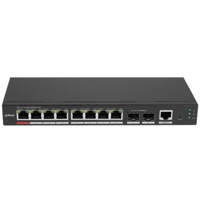 Коммутатор Dahua DH-CHS4210-8GT-110, 8×PoE, 2×SFP, 110Вт