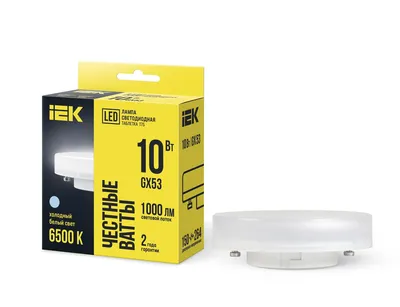 Лампа светодиодная IEK LLE-T80-10-230-65-GX53, 10Вт, 230В, 6500К, GX53