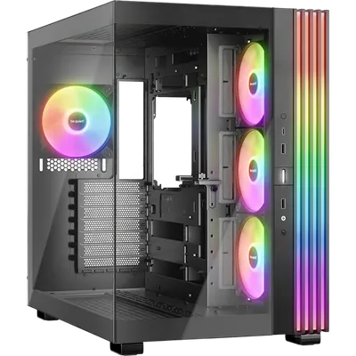 BGW67 - Компьютерный корпус, Bequiet!, Light Base 600 LX, BGW67, Mid Tower, ATX/M-ATX/M-ITX, USB 3.2 Gen 2 Type C *1, USB 3.2 Type A*2, HD Audio/mic, 3*120 мм Light Wings LX Reversed, 1*120 мм Light Wings LX, Высота процессорного кулера до 170мм, Длина VGA до 400мм, 2*2,5"/1*3,5", Сталь/Закаленное стекло, 554*390*523мм, Без Б/П, Черный