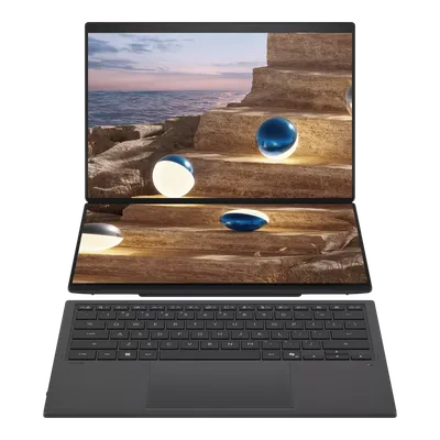 Ноутбук/ ASUS UX8407AA-SN537X Duo Touch 14+14"(2880x1800 OLED 16:10)/Touch/Intel Core Ultra X9 378H(2Ghz)/32768Mb/2TbPCISSDGb/noDVD/Int:Intel Graphics/Cam/BT/WiFi/99WHr/war 1y/1.65kg/Moher Gray/Win11Pro + 2х14" экрана; маг-алюм корп; +стилус