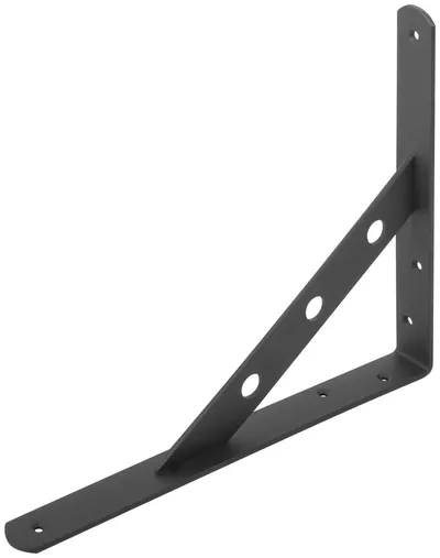 Уголок-кронштейн FIT 66106, усиленный, сталь, 250×200 мм, чёрный