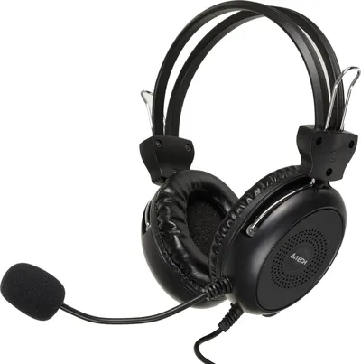 <090862> Наушники проводные A4Tech HU-30 (микрофон, 20 - 20 000 Гц, 102 дБ, 2.0м, USB) черный [HU-30]