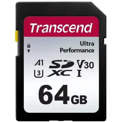 Карта памяти Transcend TS64GSDC340S, SDXC 64 ГБ, UHS-I U3 V30 A2