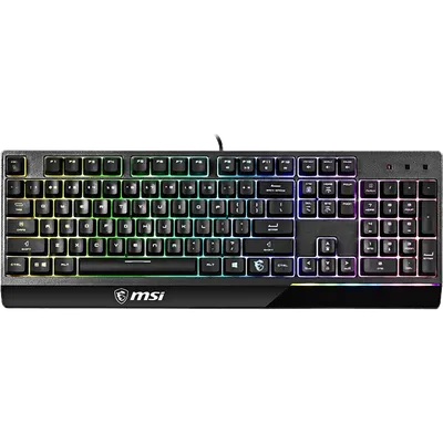 клавиатура проводная Gaming Keyboard MSI VIGOR GK30, Wired, Mechanical-like plunger switches. 6 zones RGB lighting with several lighting effects.  Anti-ghosting Capability. Water Resistant (spill-proof), Black