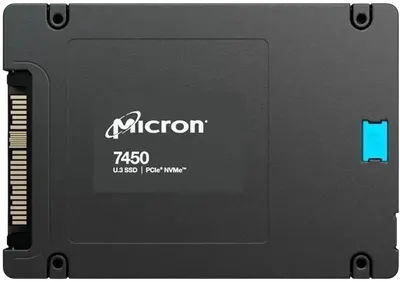 Серверные твердотельные накопители/ Micron SSD 7450 PRO, 3840GB, U.3(2.5" 7mm), NVMe, PCIe 4.0 x4, 3D TLC, R/W 6800/5300MB/s, IOPs 1 000 000/180 000, TBW 7300, DWPD 1 (12 мес.)