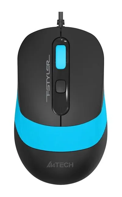 Мышь проводная A4Tech Fstyler FM10 черный/голубой, 1600 dpi, USB Type-A, кнопки - 4