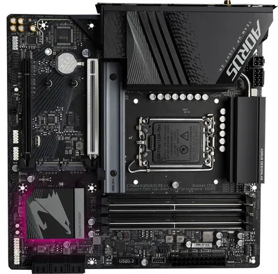 Материнская плата Gigabyte Z790M AORUS ELITE AX, LGA1700, Intel Z790, 4xDDR5, 6xSATA, 3xM.2, 1xPCIe 5.0 x16, 1xPCIe 4.0 x4, 1xHDMI, 1xDisplayPort, 1x 2.5Gb LAN, 1xUSB 3.2 Gen 2x2 Type-C, 1xUSB 3.2 Gen 2, 4xUSB 3.2 Gen 1, 4xUSB 2.0, 2x3.5 мм, 7.1, microATX