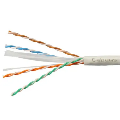 Кабель Cabeus UTP-4P-Cat.6-SOLID-LSZH-WH-25 Кабель витая пара UTP (U/UTP), категория 6, 4 пары (23 AWG), одножильный, LSZH нг(А)-HF, белый (25 м)