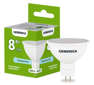 Лампа светодиодная IEK LL-MR16-08-230-65-GU5-G, 8Вт, 6500К, GU5.3