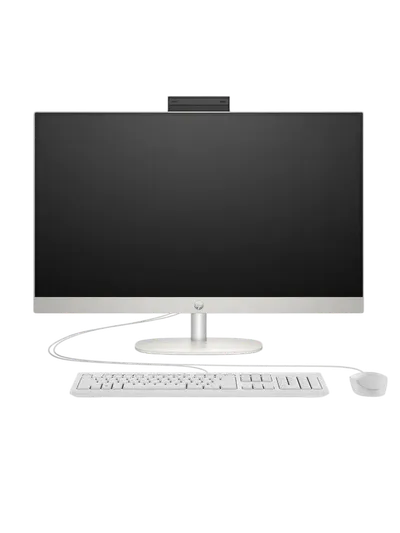Моноблок/ HP AIO 27-CR1002   27"(1920x1080 IPS)/Intel Core Ultra 7 155U(1.7Ghz)/16384Mb/512PCISSDGb/noDVD/Int:Intel Graphics/Cam/BT/WiFi/war 1y/SHELL WHITE/DOS + Eng kbd,  mouse