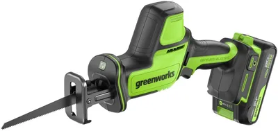 Пила сабельная Greenworks 1200507CUA, 24V, бесщеточная, с АКБ 2Ач и ЗУ