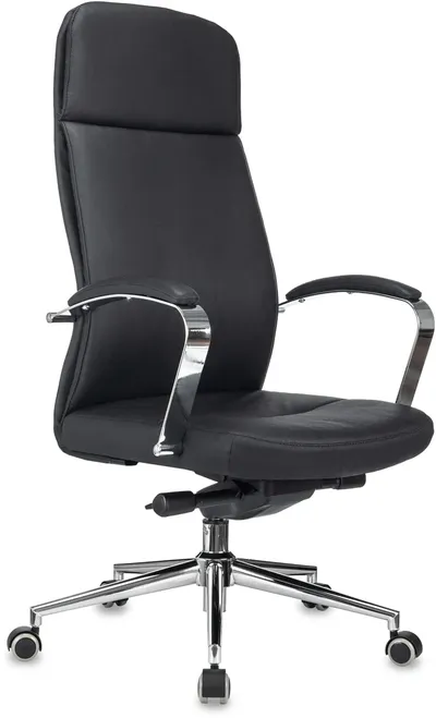 Кресло руководителя Бюрократ T-999SL/LEATH-BLACK, черный, кожа, крест. металл хром