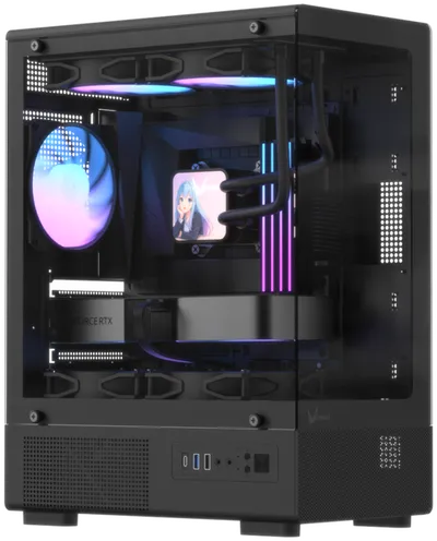 корпус Formula V Line Crystal Z1CM Plus Black AR V2, MATX, TYPE-C*1, USB2.0*1, USB3.0*1, TOP 2x120mm ARGB, REAR 1x120mm ARGB