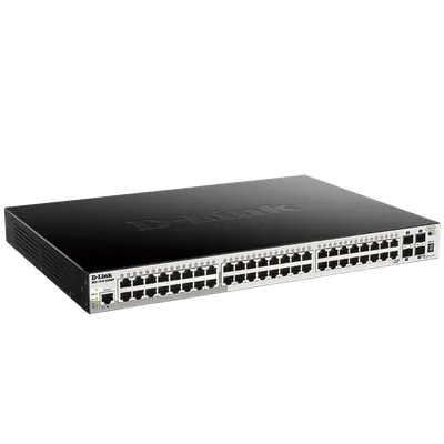 D-Link DGS-1510-52XMP/A2A PROJ - Управляемый L2+ стекируемый коммутатор с 48 портами 10/100/1000Base-T и 4 портами 10GBase-X SFP+ (48 портов PoE 802.3af/at, PoE-бюджет 370 Вт; 740 Вт с DPS-700). Предназначен для сетей предприятий малого и среднего бизнеса (SME/SMB). Устройство оснащено 48 портами 10/100/1000Base-T с поддержкой PoE, а также 4 портами 10GBase-X SFP+, используемыми для стекирования или uplink-соединения. Данный коммутатор с поддержкой РоЕ идеально подходит для клиентов, в сетях которых используются IP-телефоны, беспроводные точки доступа и сетевые камеры.