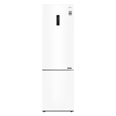 Холодильник LG, отдельностоящий, ВхШхГ 2030х595х682 мм, объем 384 (277+107) л, внешний LED дисплей, Total No Frost, LED освещение, зона свежести, технология DoorCooling, Multi Air Flow, инверторный компрессор, энергоэффективность А+, цвет белый