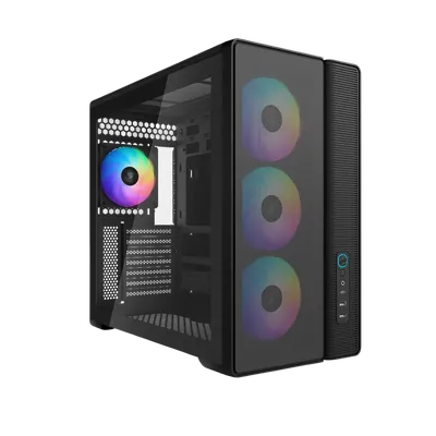 Корпус SAMA S50-BKAGA4X1-GL, Midi-Tower, TG, 4×120mm ARGB, ATX/mATX/mITX
