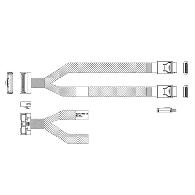 Кабель JPC P7352DN00800-1, MCIO x8 → 2×OCuLink x4, 0.8м