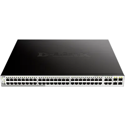 Коммутатор D-Link DGS-1210-52MP/FL1A Управляемый L2 коммутатор с 48 портами 10/100/1000Base-T и 4 комбо-портами 100/1000Base-T/SFP (48 потов PoE 802.3af/at, PoE-бюджет 370 Вт), RTL {2}