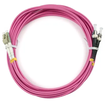 Оптический патч-корд duplex LC-ST 50/125 MM Cabeus FOP-50-OM4-LC-ST-15m 15 метров маджента LSZH