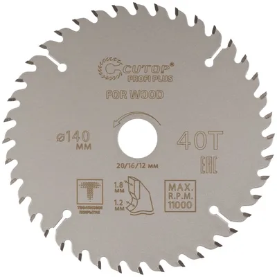 Диск пильный FIT 75-14040Т, по дереву, 140×20/16/12 мм, 40Т