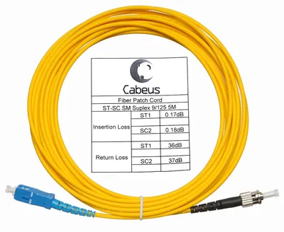 Оптический патч-корд simplex SC-ST 9/125 SM Cabeus FOP(s)-9-SC-ST-20m 20 метров желтый LSZH