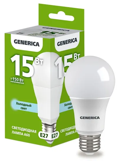 Лампа светодиодная IEK LL-A60-15-230-65-E27-G, 15Вт, 6500К, E27