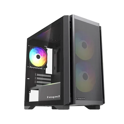 Корпус без блока питания/ Case HSPD M336, Mesh Mini-tower, Black, TG, 0.45 SPCC, 2x140mm ARGB + 1x120mm ARGB mATX, mITX 160/340/184mm 2x2.5", 2x3.5", 4xPCI 1xUSB-A 3.0, 2xUSB-A 2.0 385x200x390mm