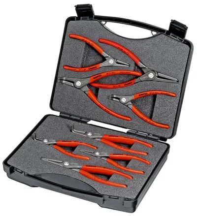 Набор щипцов Knipex KN-002125, для стопорных колец, 8 предметов, кейс
