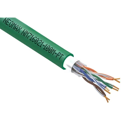 Кабель Neomax NM716021-100М-РТ, U/UTP cat.6, 4×2×0.57, 100м, зеленый