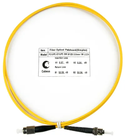 Оптический патч-корд simplex FC-ST 9/125 SM Cabeus FOP(s)-9-FC-ST-1m 1 метр желтый LSZH